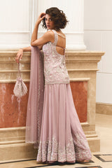 Lilac Shimmer Shirt and Sharara Set