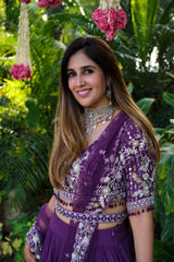Sonam in Purple Blouse Skirt And Dupatta