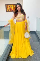 Sindhu in Mango Bustier and Panelled Skirt Set