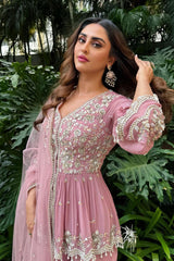KRYSTAL IN MAUVE PEPLUM AND SHARARA SET