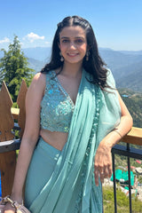 SANYA IN MINT GREEN RUFFLE SAREE