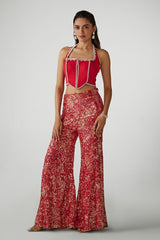 Red Corset With Printed Sequin Pants