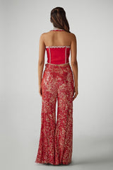 Red Corset With Printed Sequin Pants