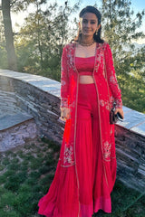 SANYA IN HOT PINK THREAD EMBROIDERED CAPE SET