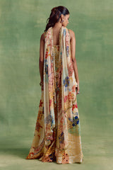 Ivory Boho Print Embroidered Kurta-Sharara Set