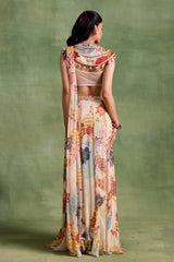 Ivory Boho Print Saree