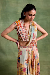 Ivory Boho Print Saree