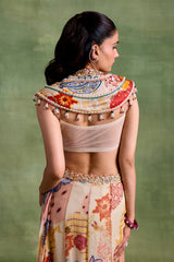 Ivory Boho Print Saree