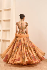 Rust Boho Print Embroidered Lehenga Set