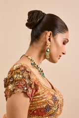 Rust Boho Print Embroidered Lehenga Set