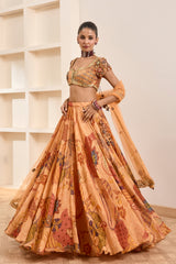 Rust Boho Print Lehenga Set