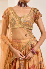 Rust Boho Print Lehenga Set