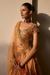 Rust Boho Print Lehenga Set