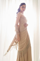 Biege Tube Corset With Saree