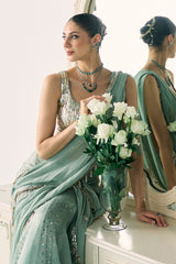 Aqua Mukaish Work Saree