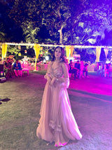 Shikha Sharma in Dusty Pink Blouse and Organza Lehenga Set