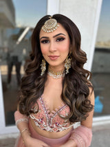 Shikha Sharma in Dusty Pink Blouse and Organza Lehenga Set