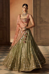 Green Embroidered Lehenga Set