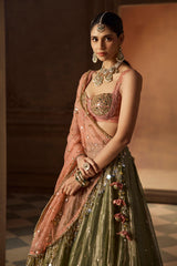 Green Embroidered Lehenga Set