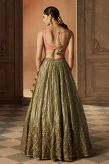 Green Embroidered Lehenga Set