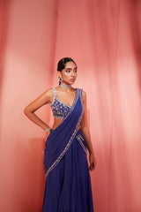 Arushi in Ink Blue Slit Saree