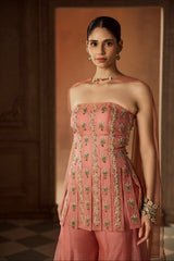 Dusty Rose Tube Peplum Sharara Set