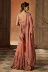 Dusty Rose Floral Embroidered Sharara Set