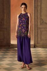 Purple Multicolor Floral Embroidered Co-ord Set