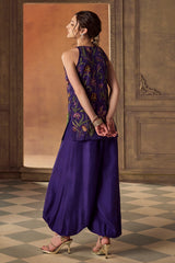 Purple Multicolor Floral Embroidered Co-ord Set