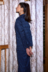 Blue Jacquard Pantsuit