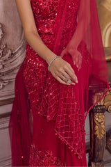 Magenta One Shoulder Kurta and Pants Set