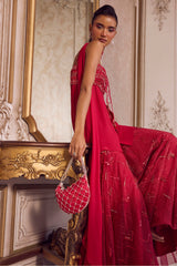 Magenta Flowy Peplum With Sharara Set