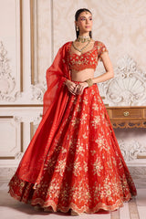 Rust Organza Lehenga Set