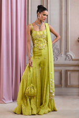 Neon Green Corset With Sharara Set