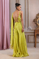 Neon Green Corset With Sharara Set
