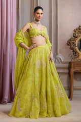 Neon Green Organza Lehenga Set