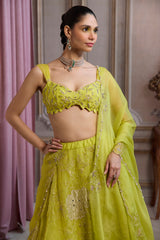 Neon Green Organza Lehenga Set
