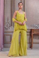 Neon Green Short Kurta and Pants Set