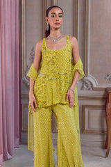 Neon Green Short Kurta and Pants Set