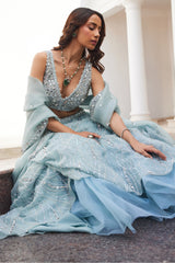 Powder Blue Organza Lehenga Set