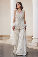 Pearl White Kurta Sharara Set