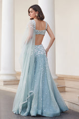 Powder Blue Organza Skirt and Bustier Set