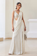 Pearl White Slit Saree