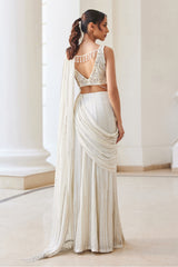Pearl White Slit Saree