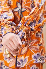 Rust Floral Print Summer Jacket With Pants