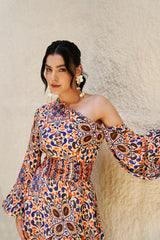 Moroccan Printed One Shoulder Top & Pants Set
