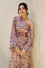 Moroccan Printed One Shoulder Top & Pants Set