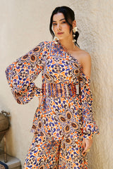 Moroccan Printed One Shoulder Top & Pants Set