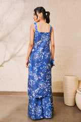 Blue and White Floral Printed Kurta Set