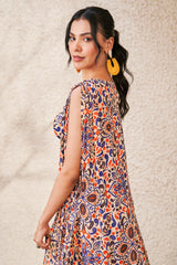 Moroccan Printed Bustier, Cape and Pants Set